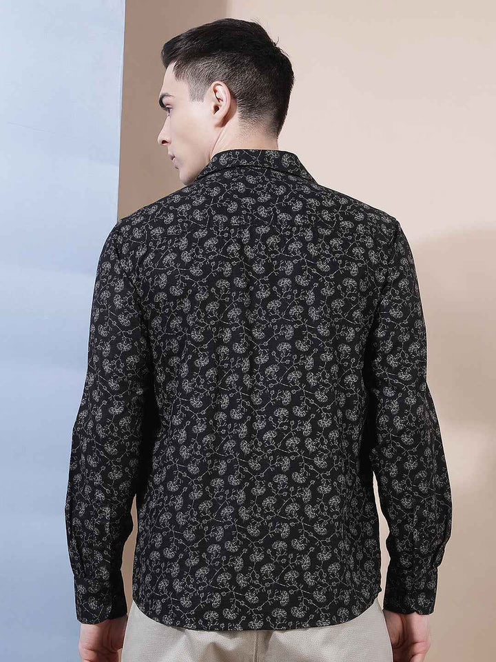 Black Floral Print Shirt