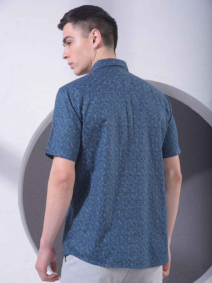 Blue Floral Print 100% Cotton Shirt