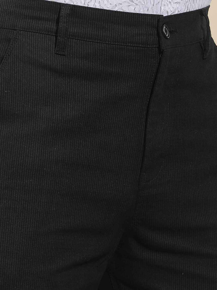 Black Vertical Stripes Chino Trousers