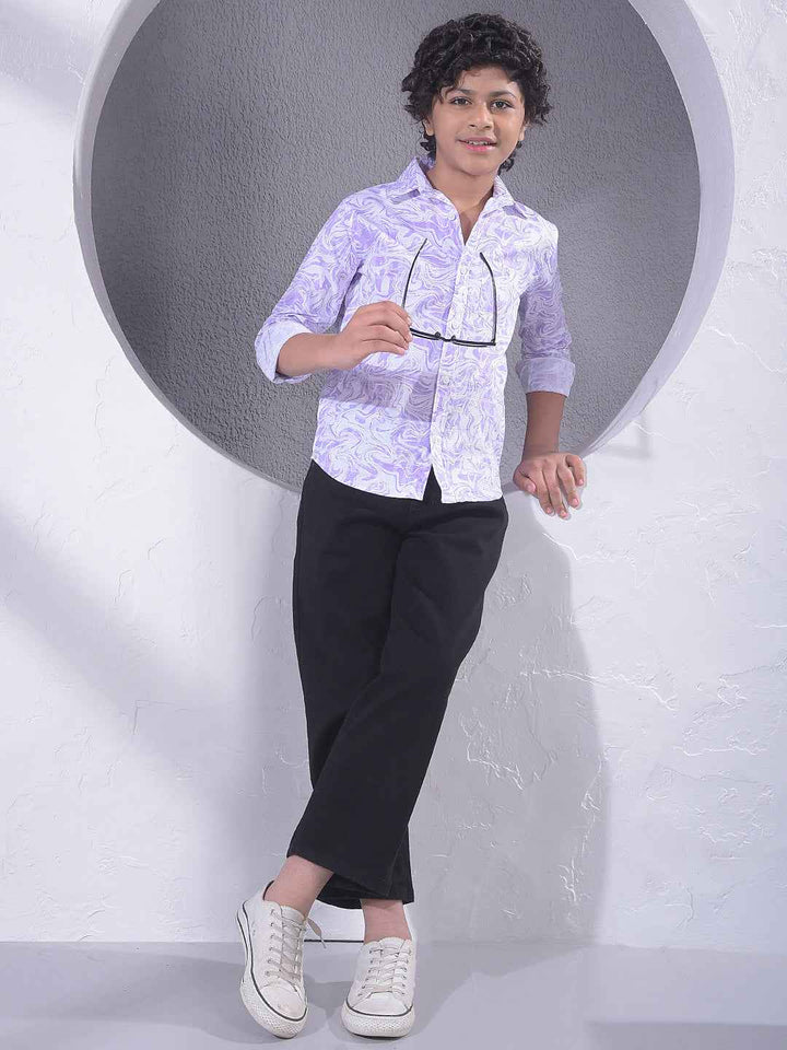 Purple Printed 100% Cotton Shirt