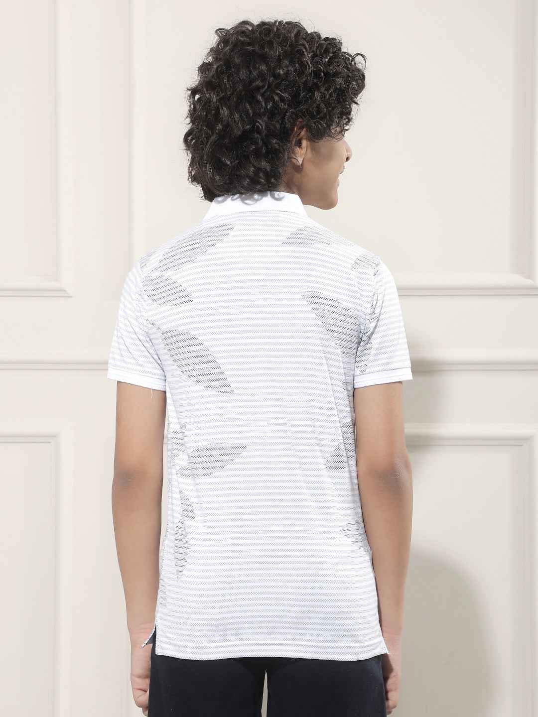 Grey Floral Print Polo Neck T-Shirt