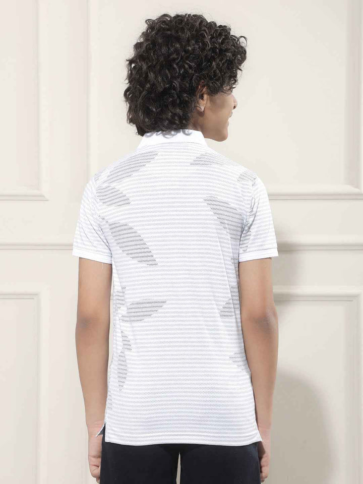 Grey Floral Print Polo Neck T-Shirt