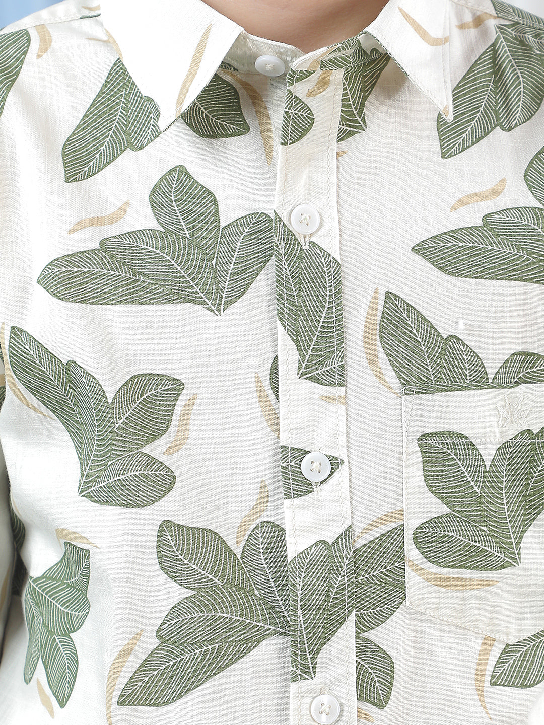 White Floral Print 100% Cotton Shirt