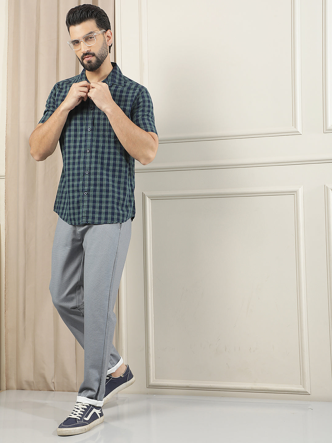 Green Checked 100% Cotton Shirt
