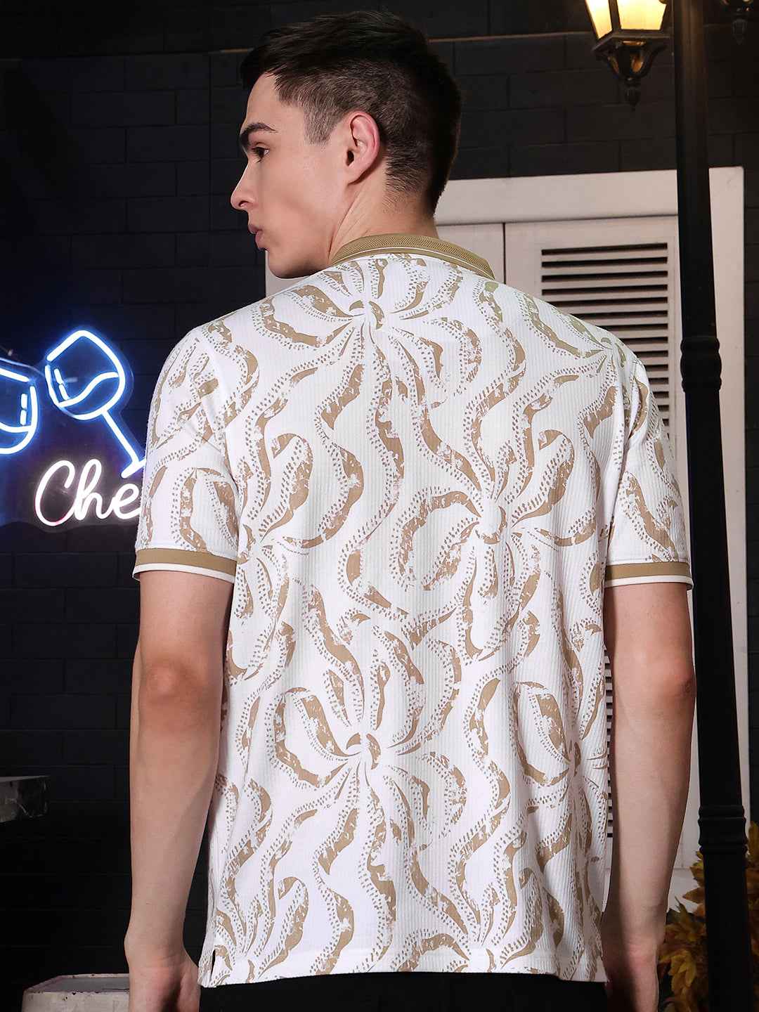 Beige Abstract Print T-Shirt