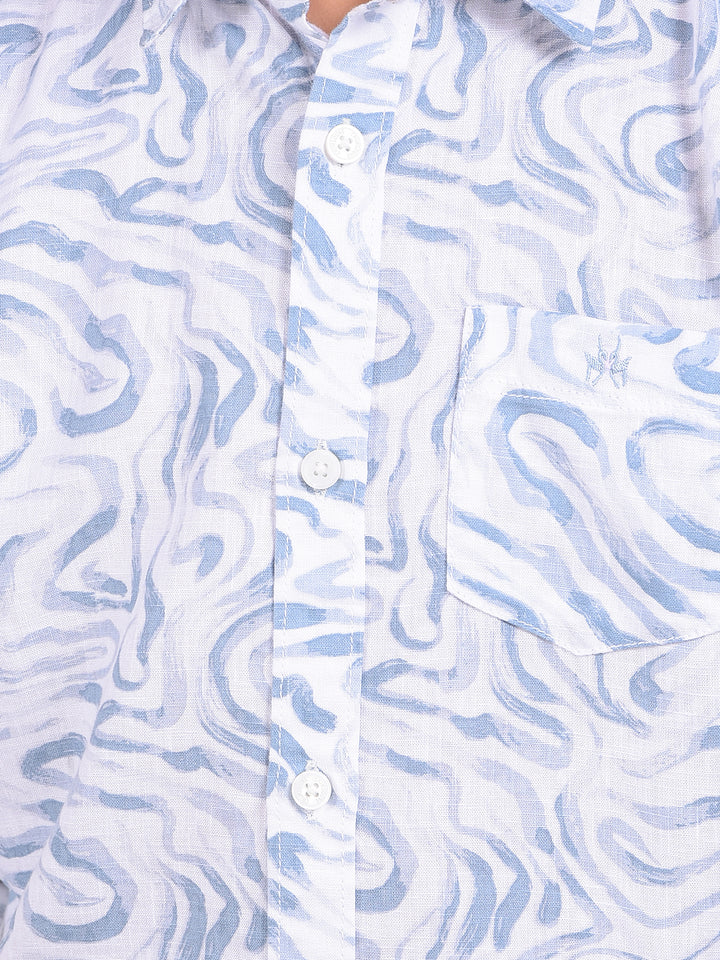 Sleek Blue Printed Shirt