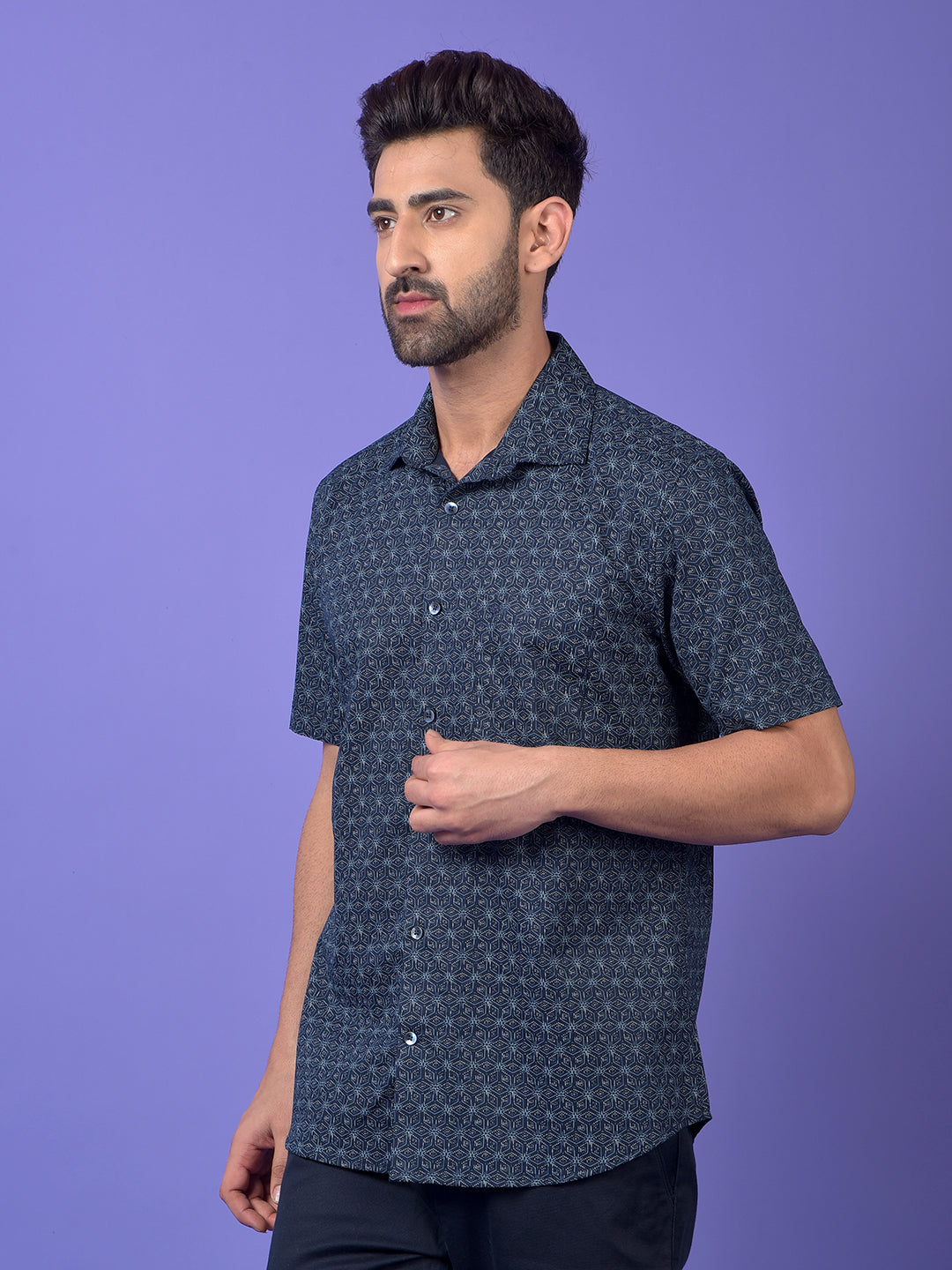 Navy Blue Printed Shirt