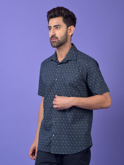 Navy Blue Printed Shirt