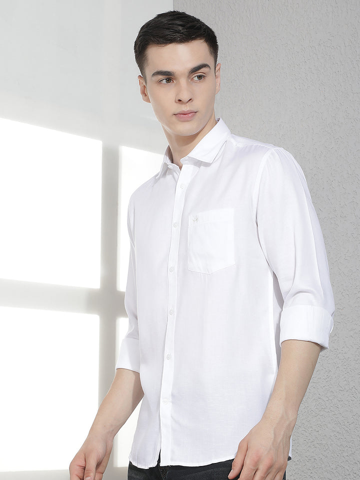 Suave Pristine White Casual Shirt