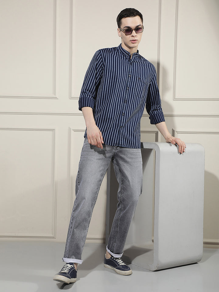 Grey Cotton Straight Jeans