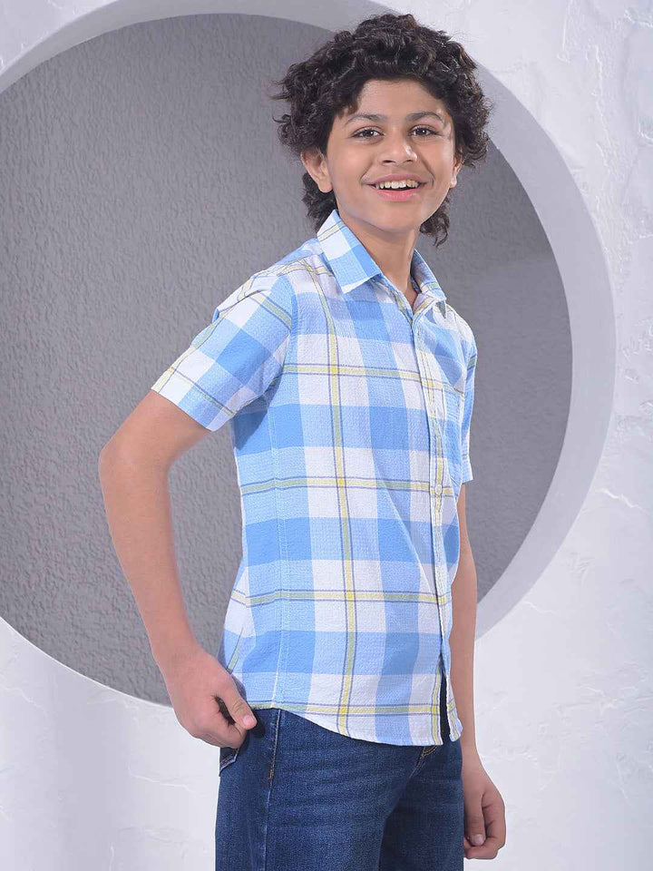 Blue Checked 100% Cotton Shirt