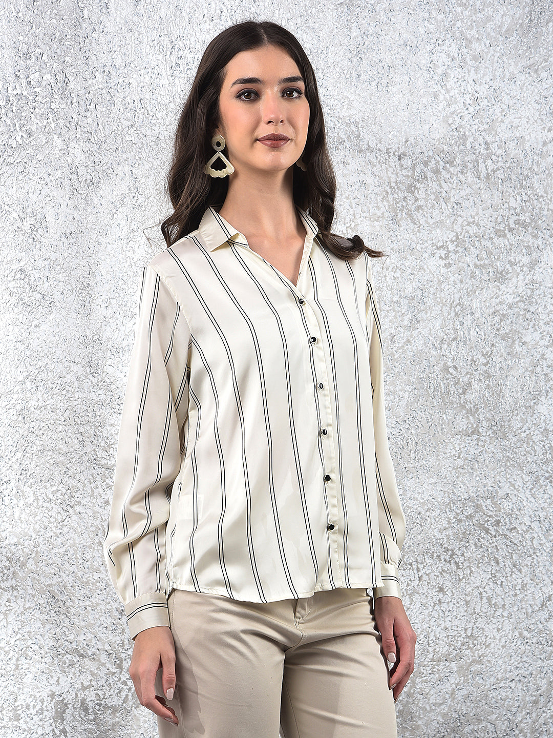 White Vertical Stripes Shirt