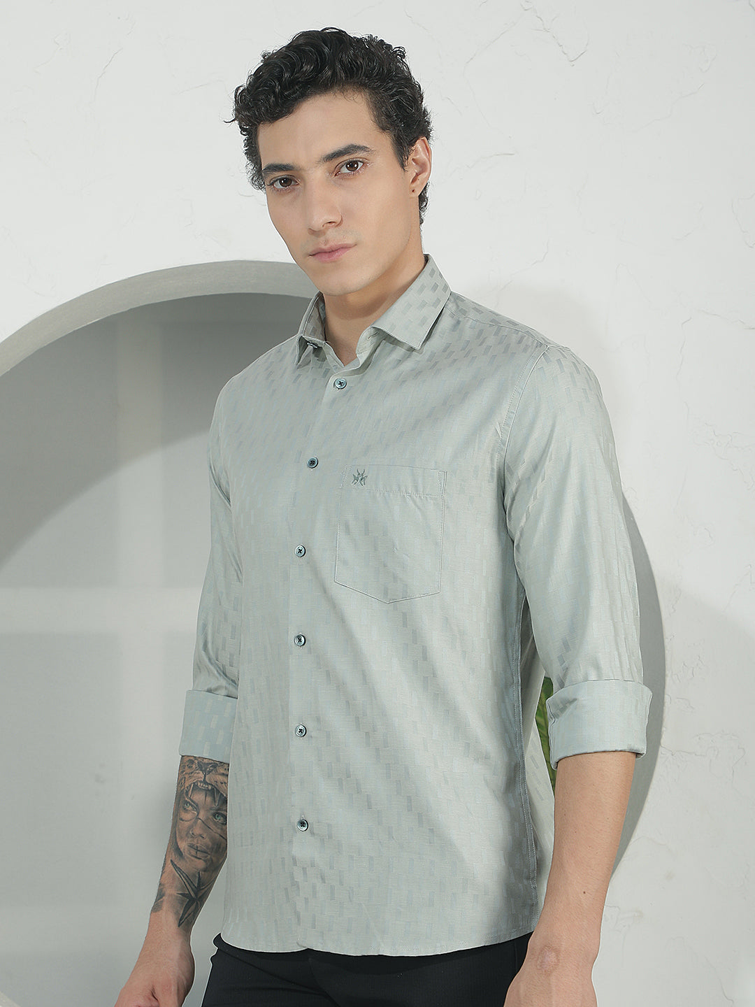 Luxe Forest Green Jacquard Shirt