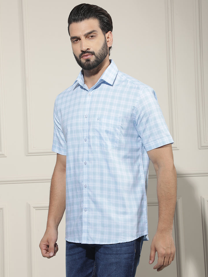 Blue Checked 100% Cotton Shirt