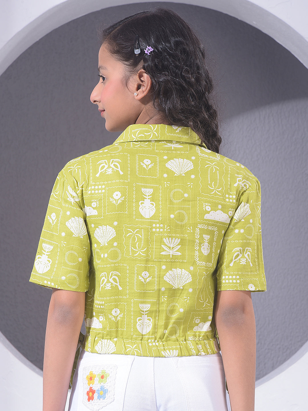 Green Printed 100% Cotton Shirt