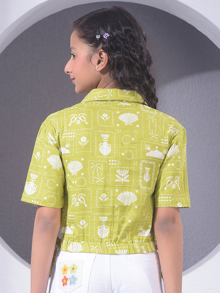 Green Printed 100% Cotton Shirt