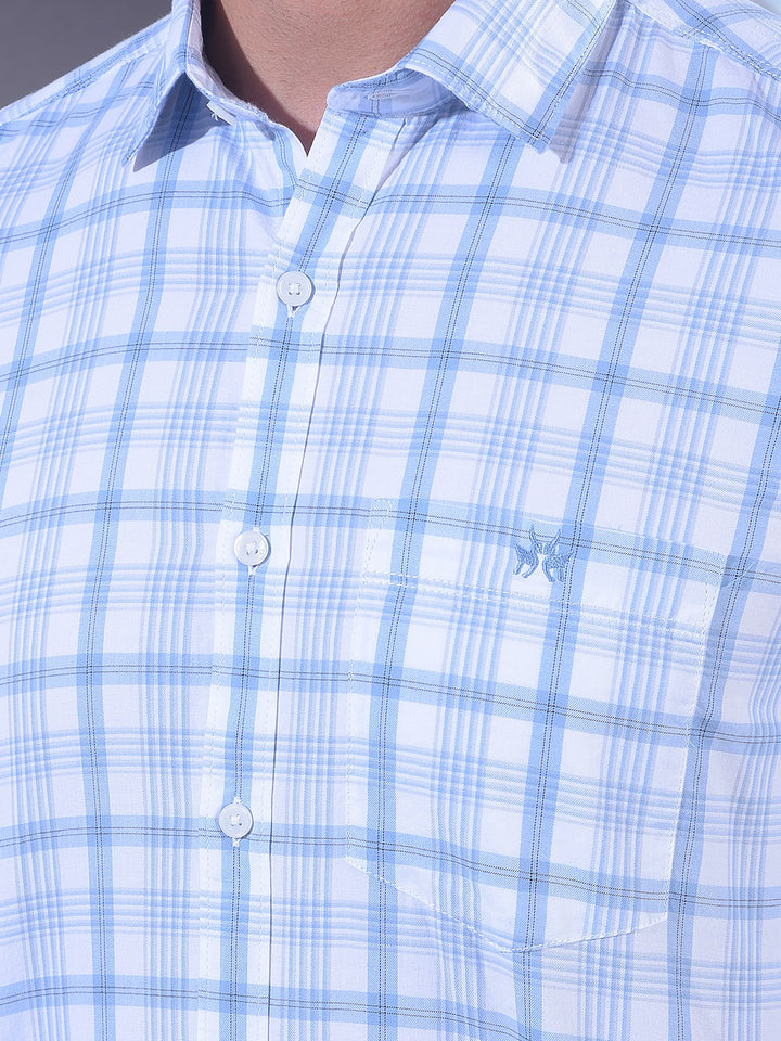 Blue 100% Cotton Checked Shirt