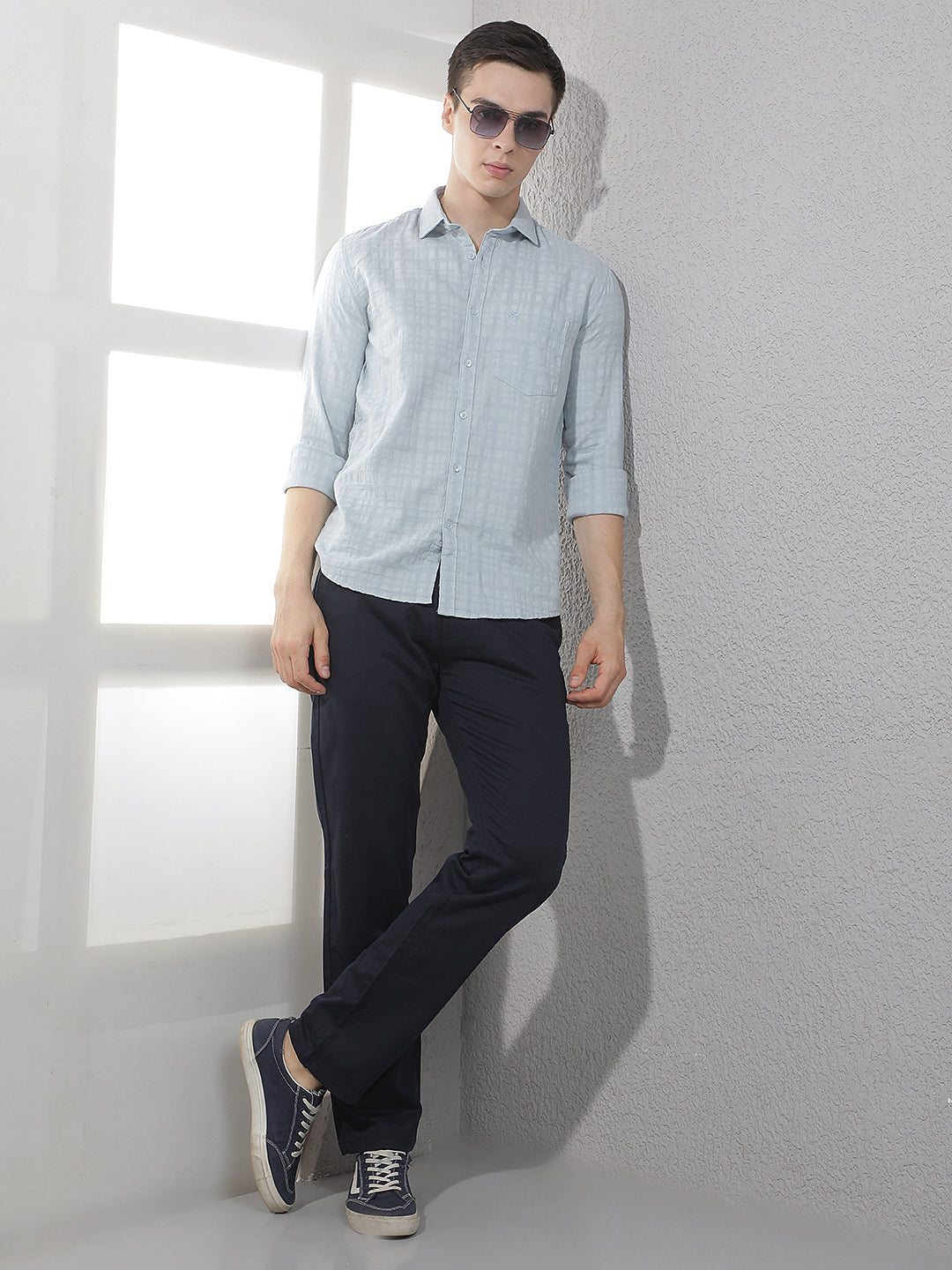 Blue Jacquard 100% Cotton Shirt