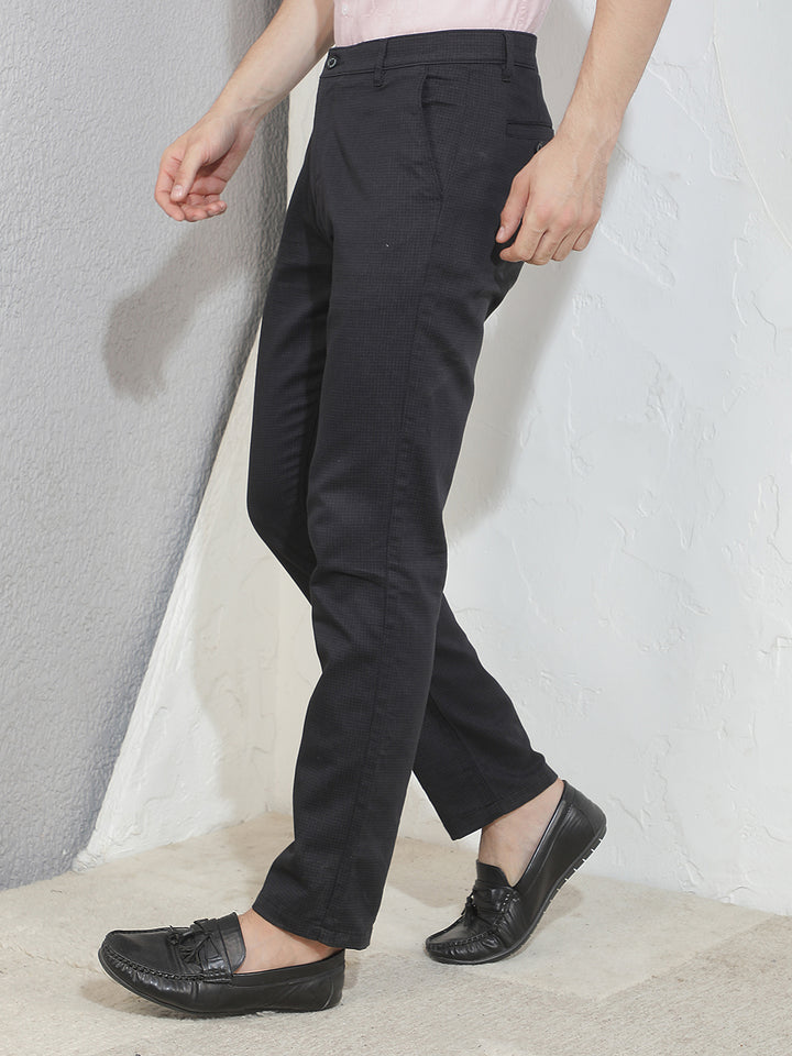 Refined Stealth Black Printed Trousers