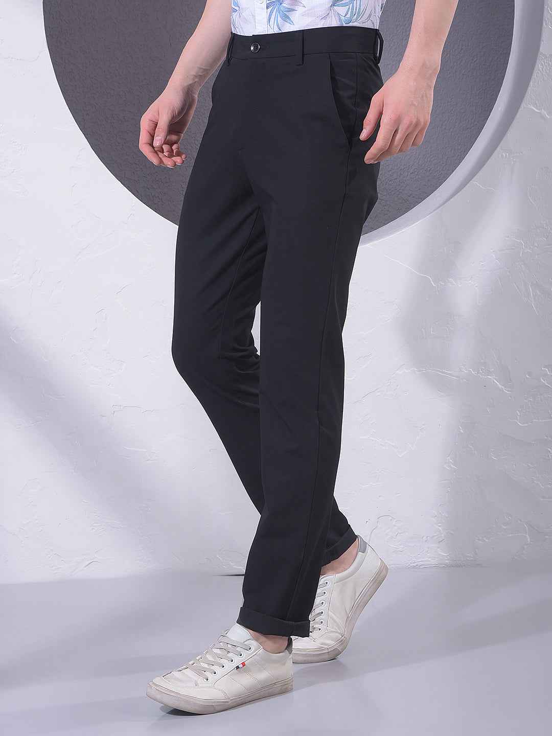 Black Clean Cut Trousers