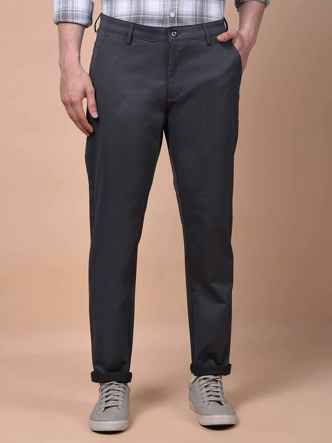 Tailored Trim Grey Printed Trousers