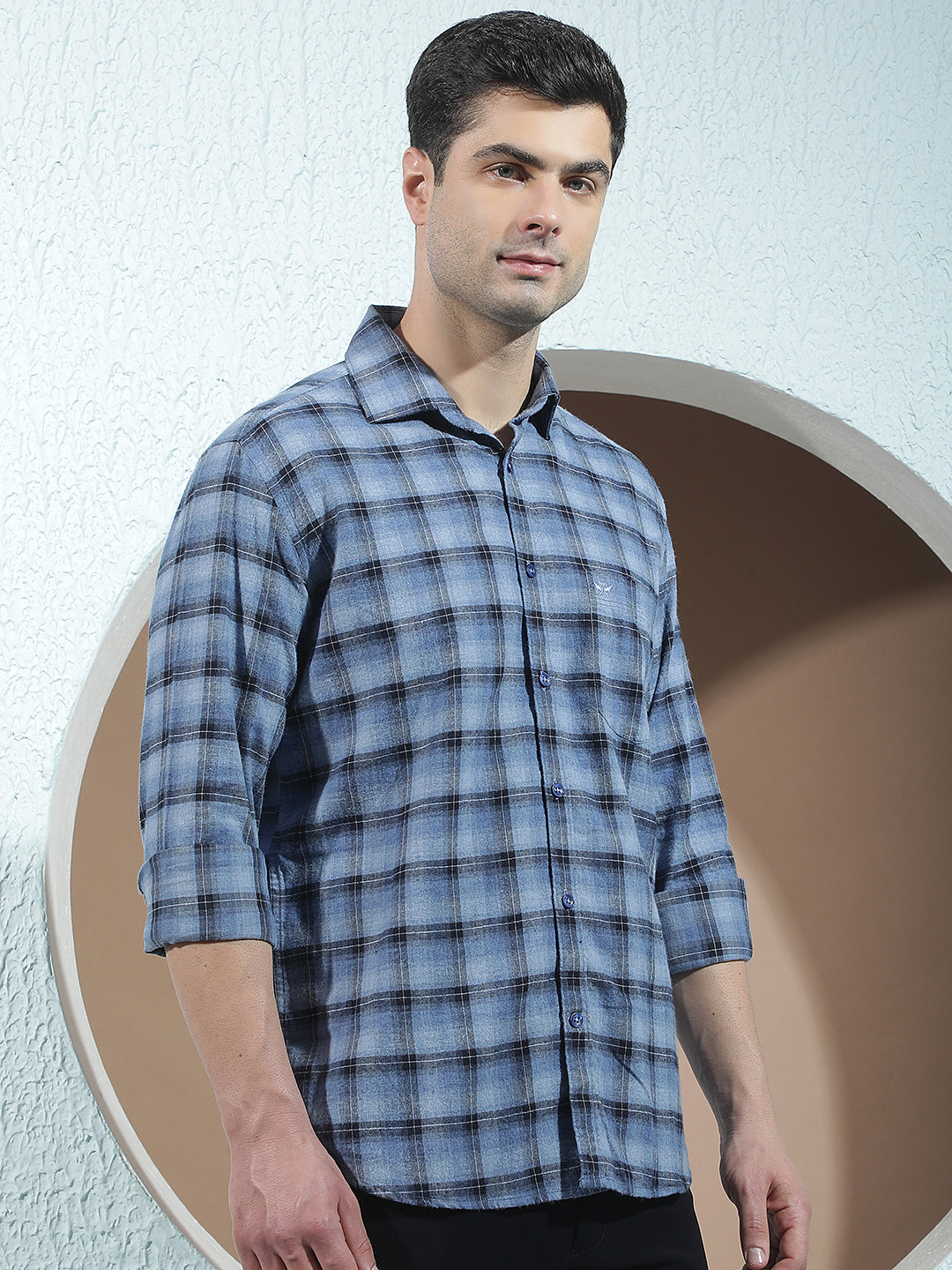 100% Cotton Blue Checked Shirt