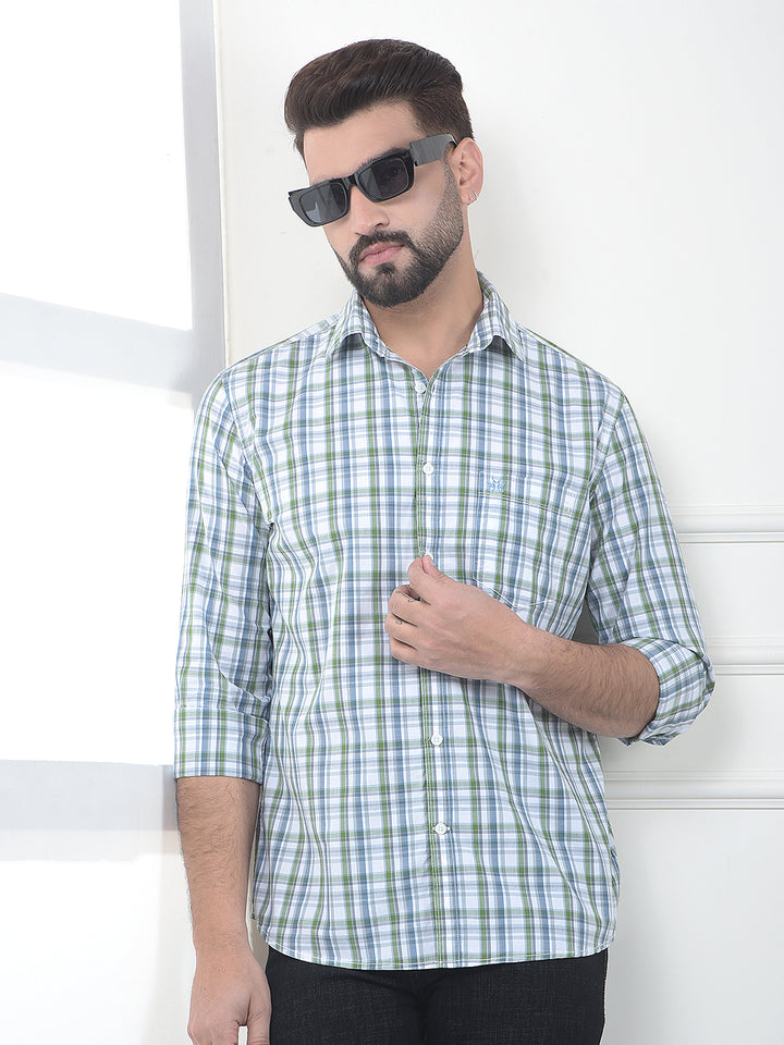 Eucalyptus Green Checked 100% Cotton Shirt