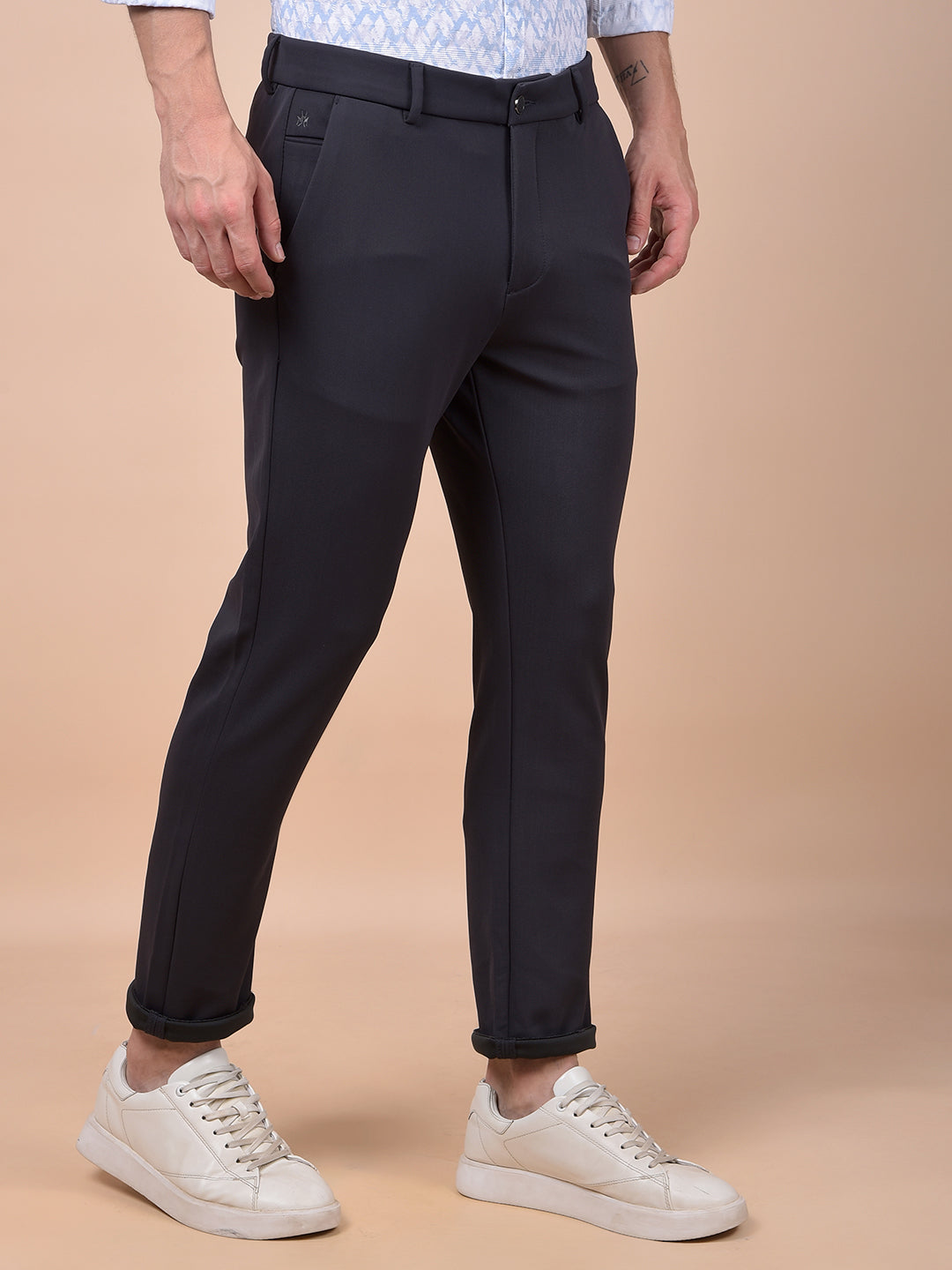 Navy Blue Printed Trousers