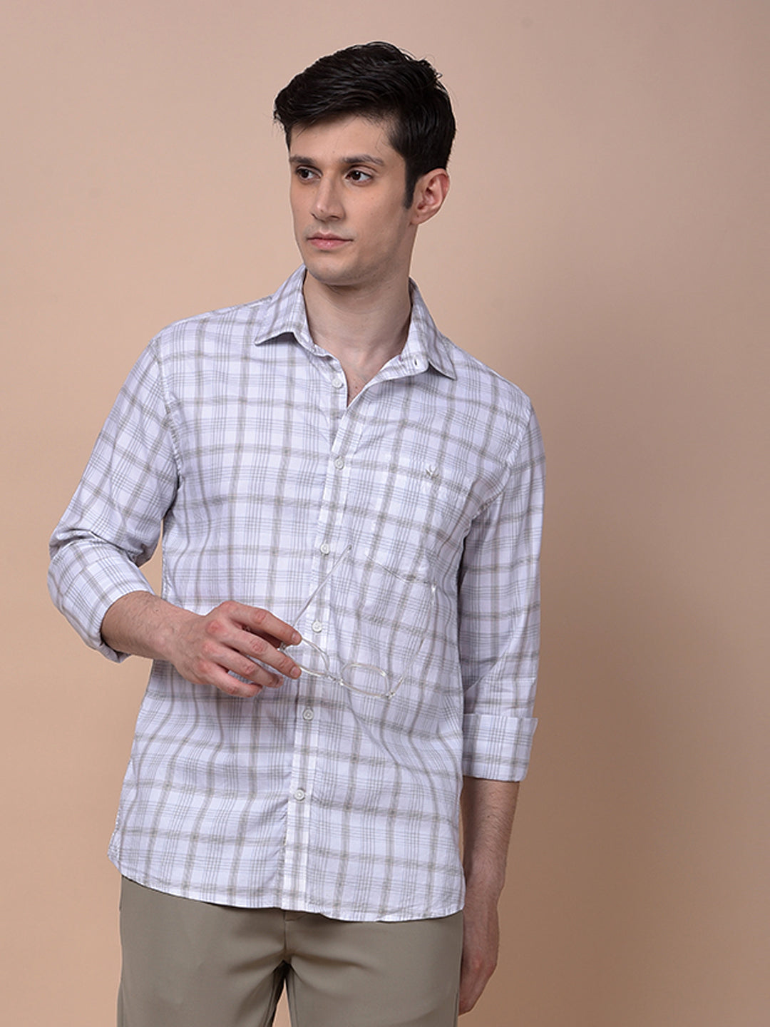Grey Checked 100% Cotton Shirt