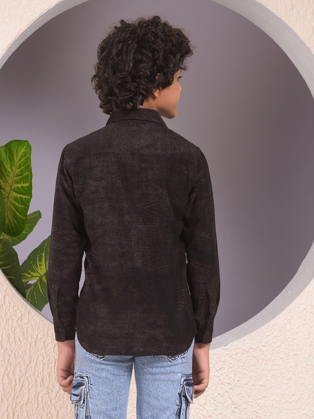 Brown Printed Corduory Shirt