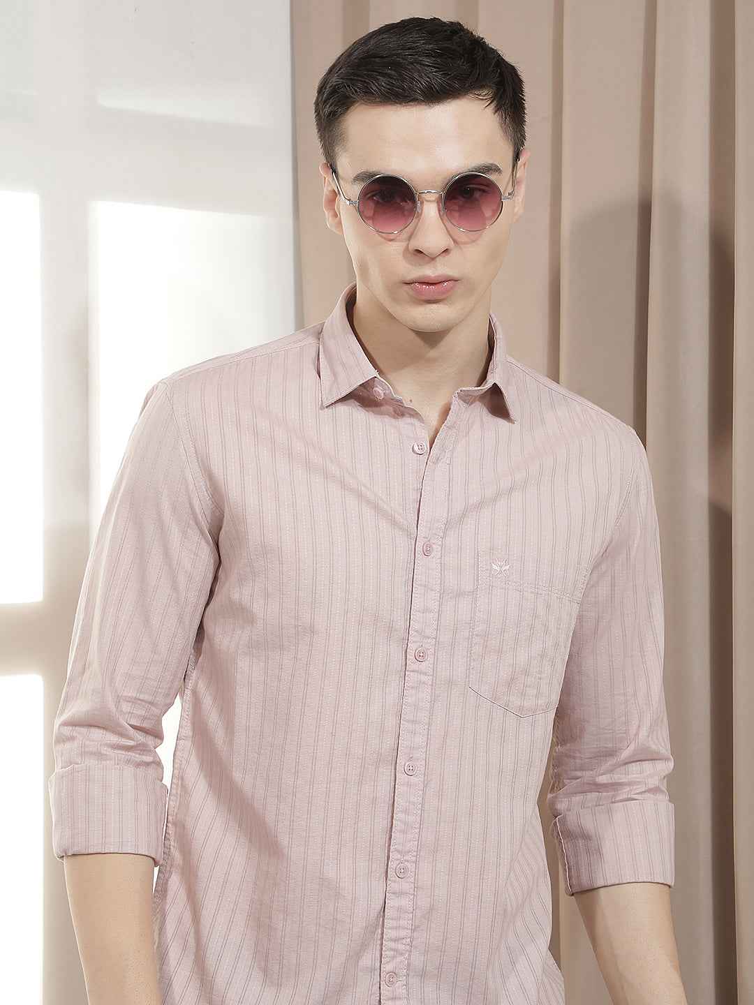 Pink Vertical Stripes Shirt