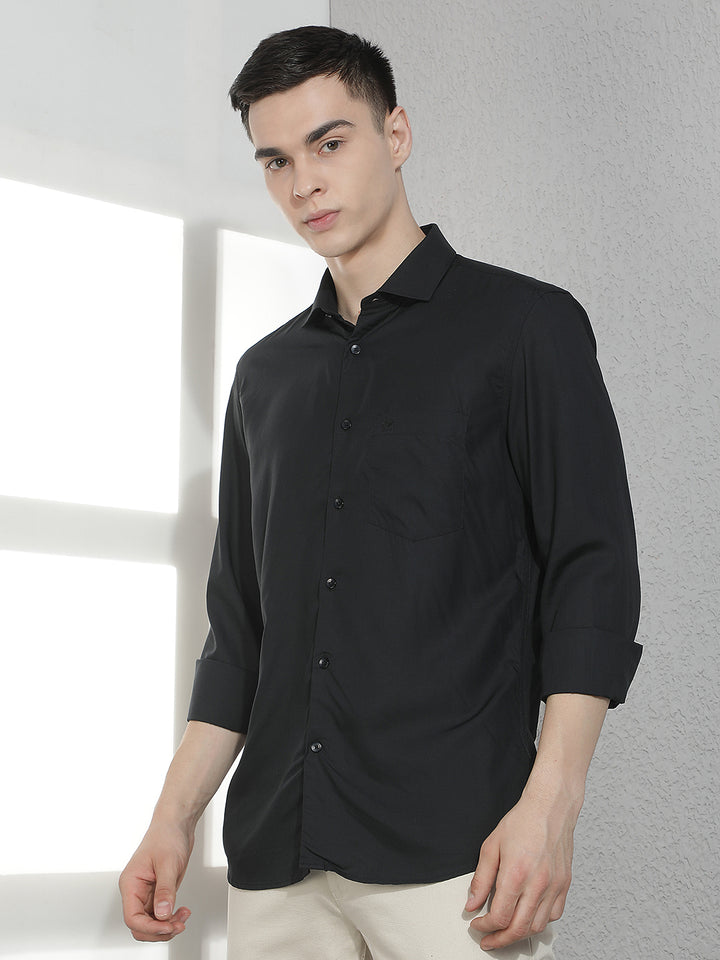Sharp Jet Black Modal Shirt
