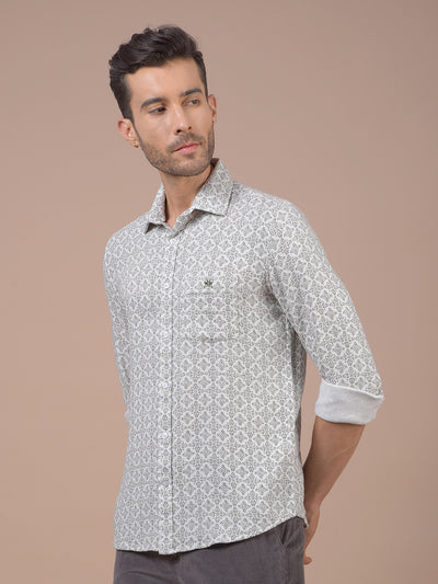 White Printed 100% Cotton Shirt