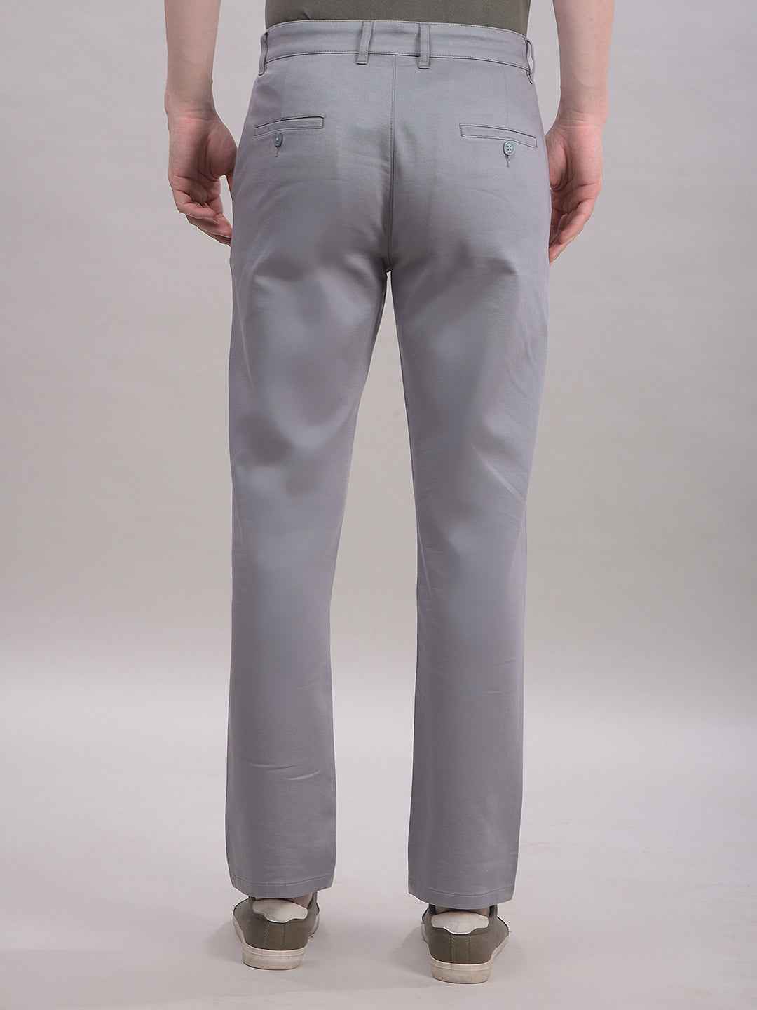 Grey Tailored Straight Trousers