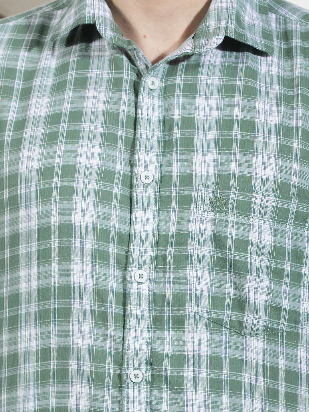 Green Checked 100% Cotton Shirt