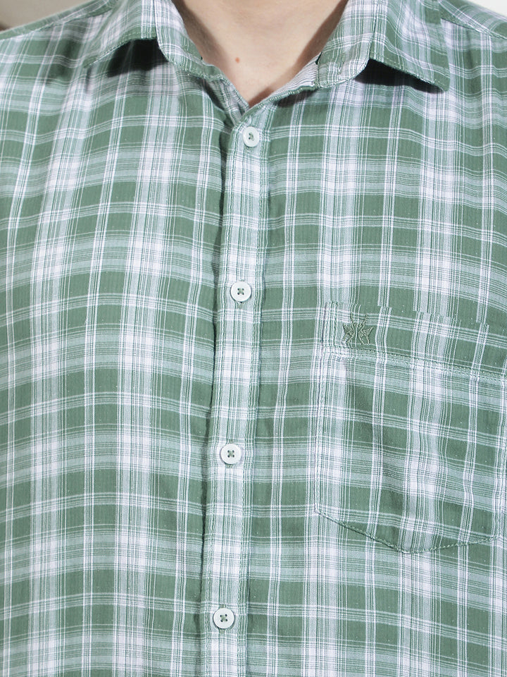 Green Checked 100% Cotton Shirt