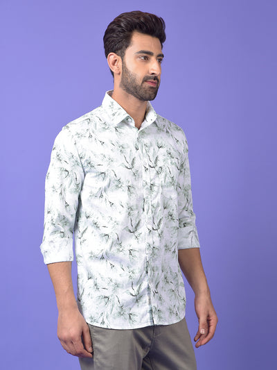 Green Floral Print 100% Cotton Shirt