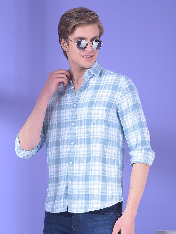Blue Checked 100% Cotton Shirt