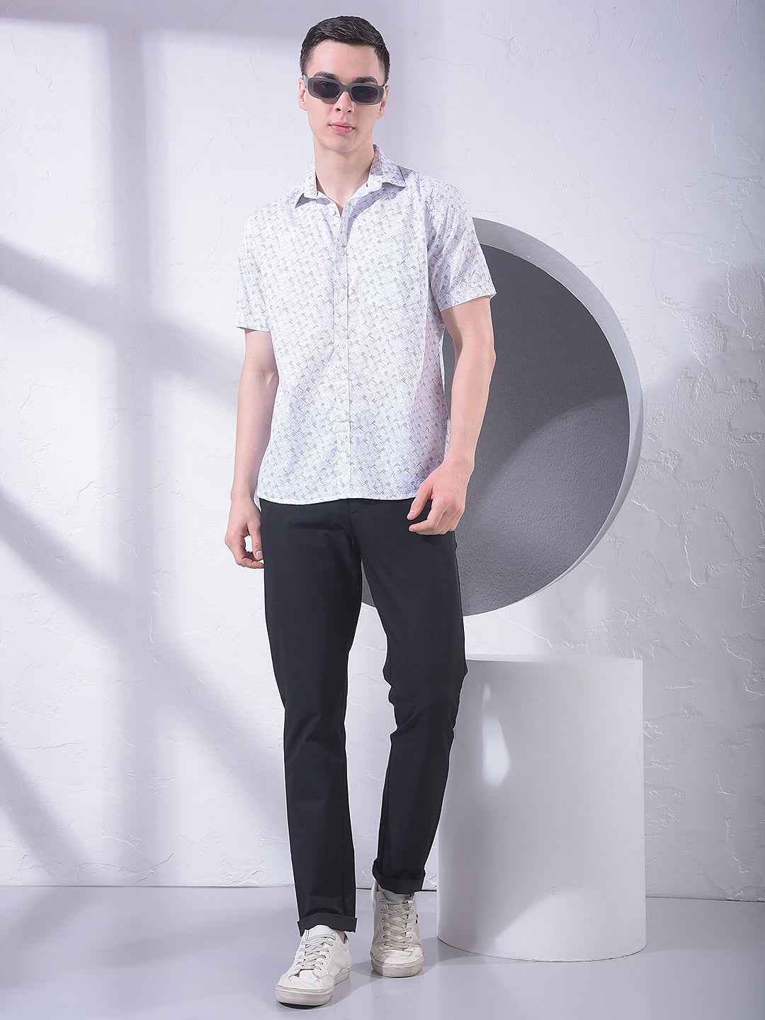 Grey Modern Print Shirt