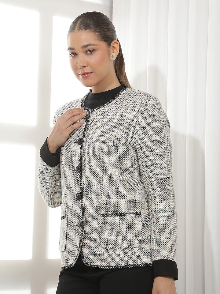White Crew Neck Coat