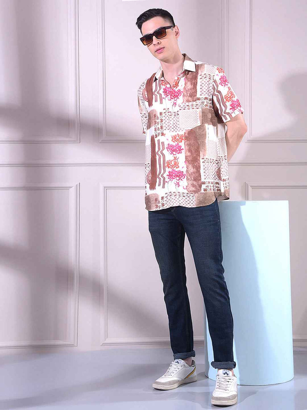 Brown Floral Print Shirt