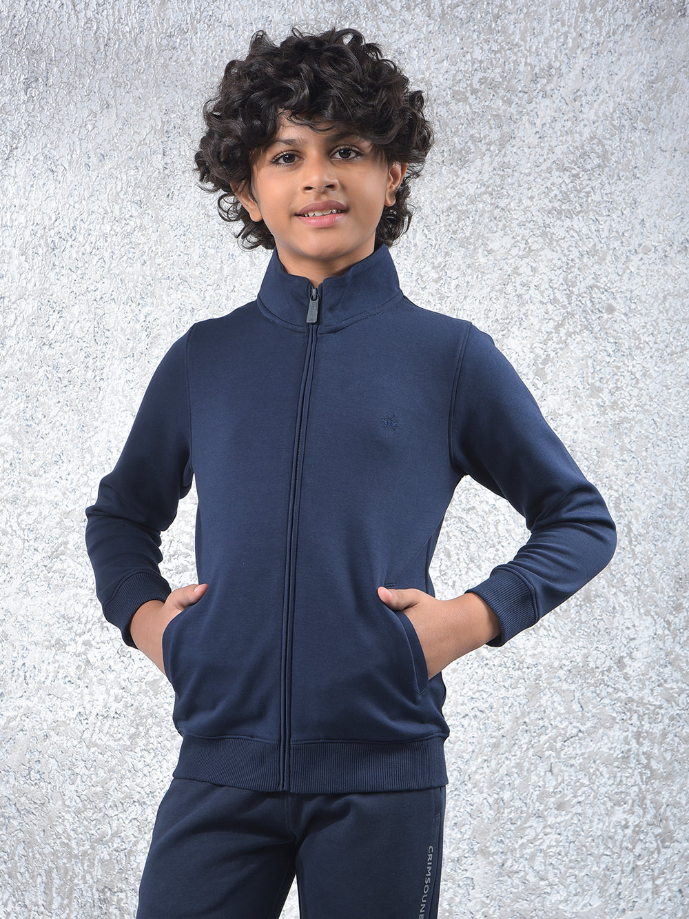 Stretch Fabric Navy Blue Sweatshirt