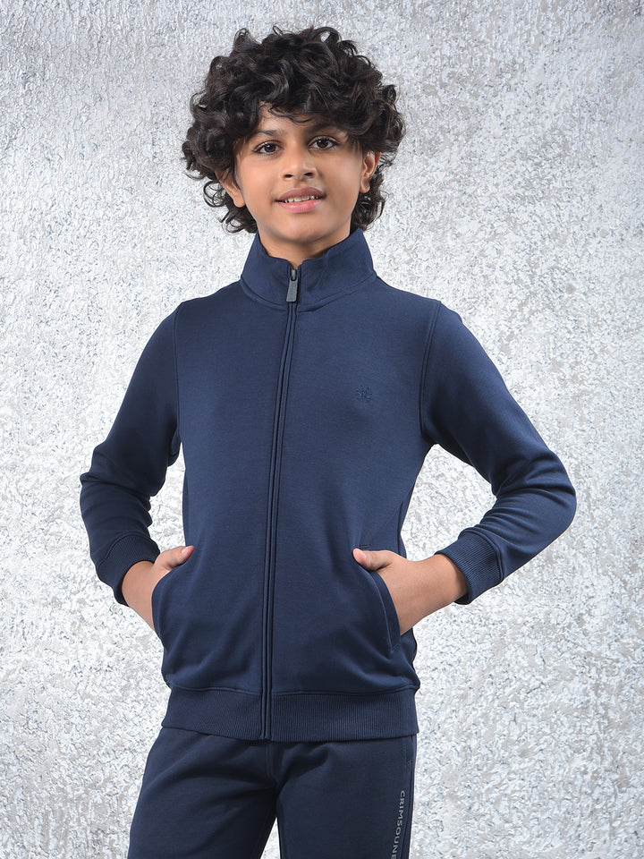 Stretch Fabric Navy Blue Sweatshirt