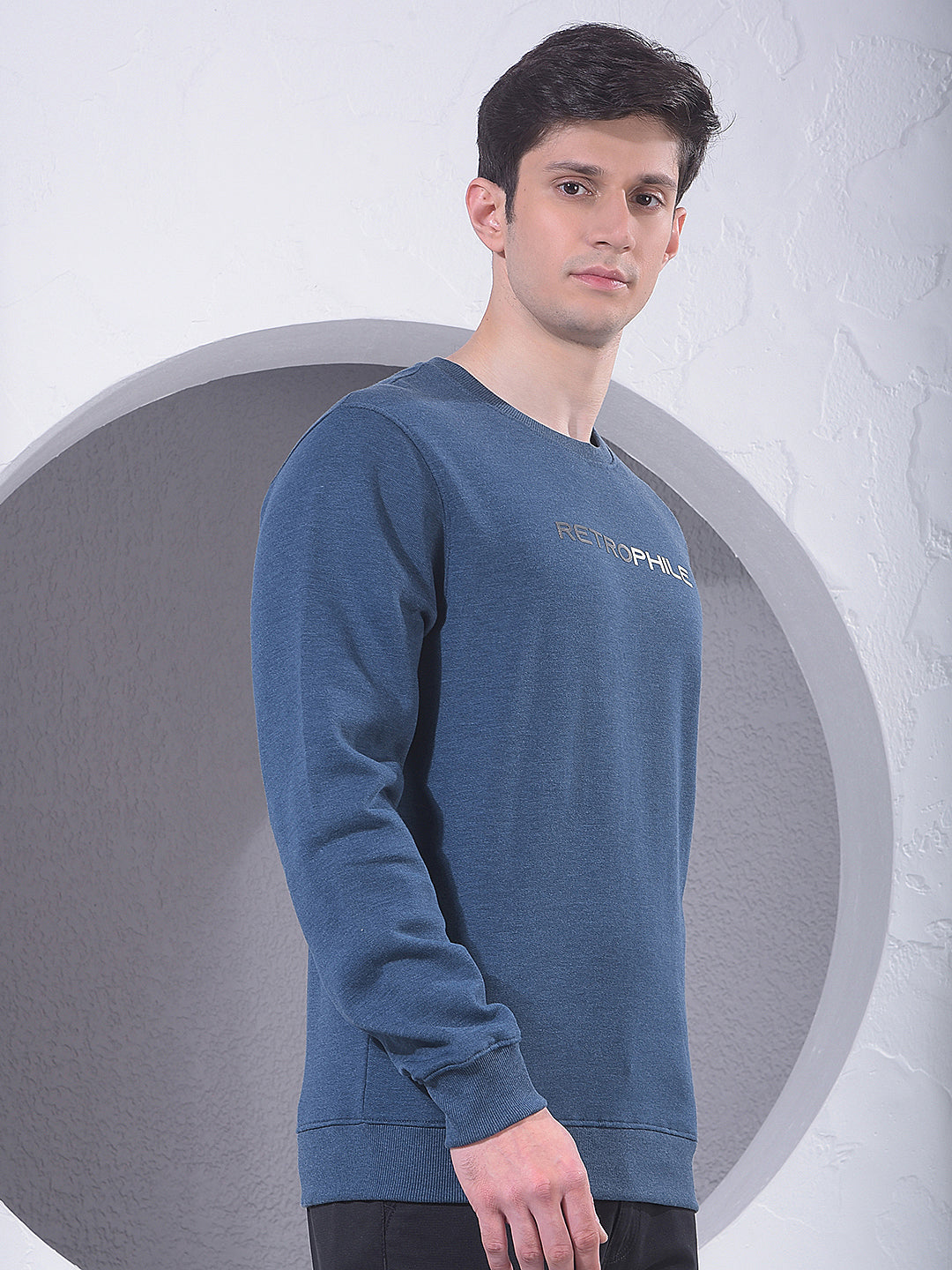 Blue Printed Sweatshirt-Men Sweatshirts-Crimsoune Club
