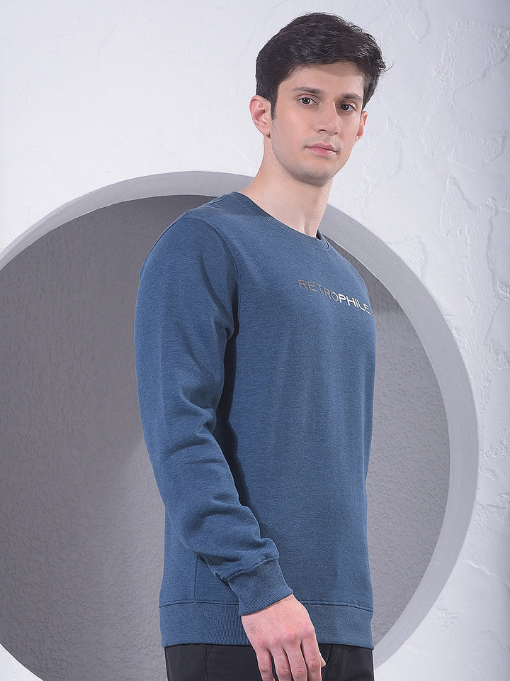 Blue Printed Sweatshirt-Men Sweatshirts-Crimsoune Club