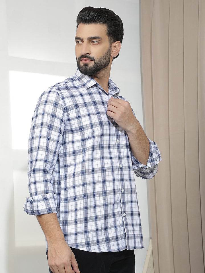Blue Checked 100% Cotton Shirt