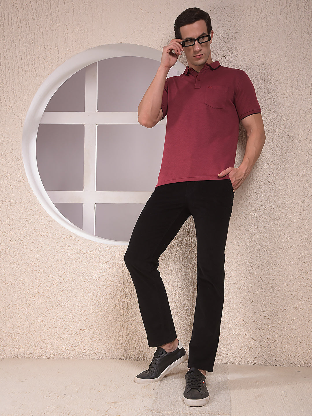 Maroon Polo Neck T-Shirt