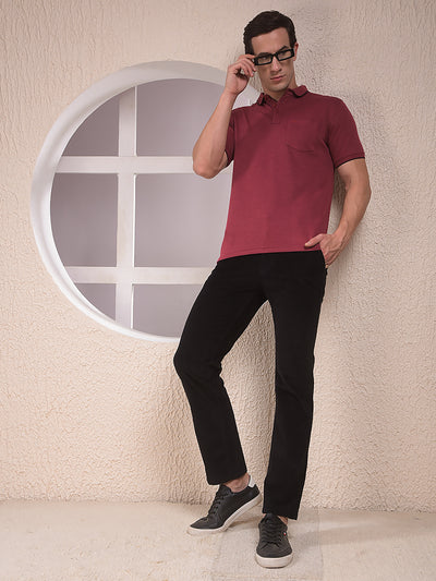 Maroon Polo Neck T-Shirt