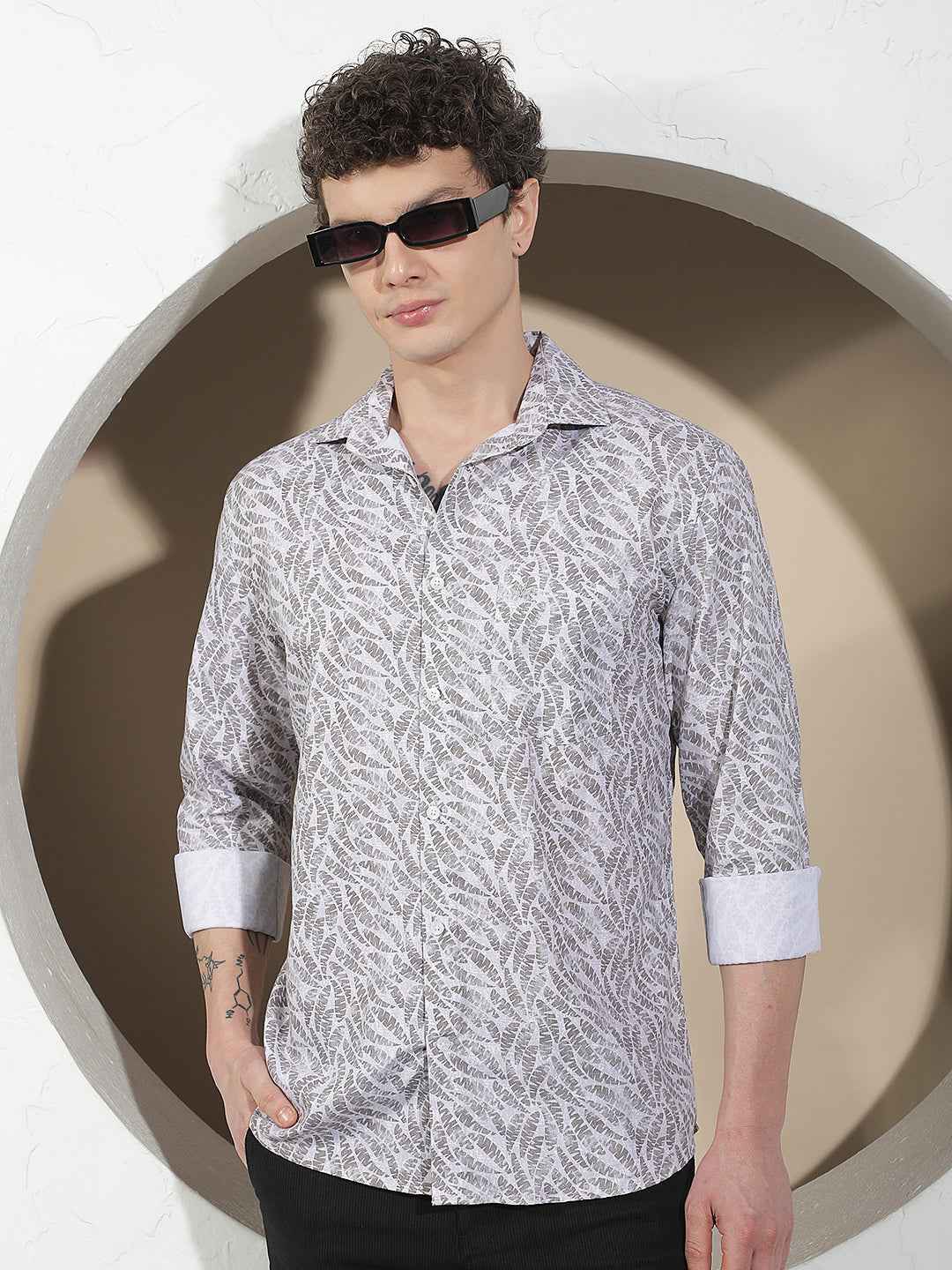 Grey Floral Print Shirt