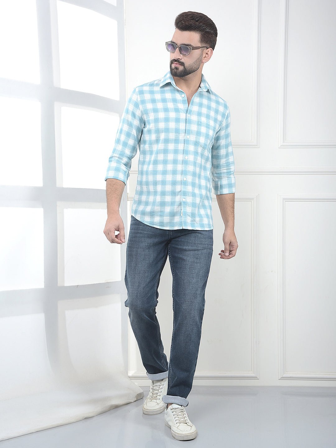 Green Checked 100% Cotton Shirt